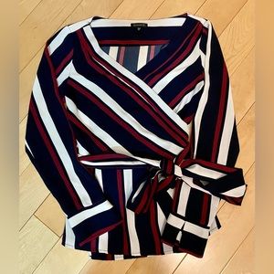 Dynamite Long Sleeve V-Neck Wrap Blouse